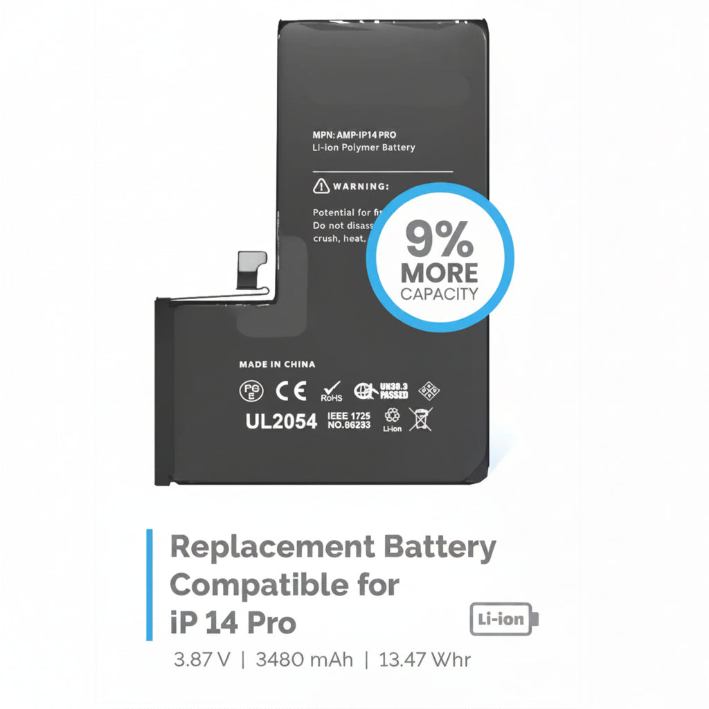 Revitalize Your Device with Our iPhone 14 Pro Battery Replacement
When your iPhone 14 Pro starts to lag and you find yourself frantically searching for a charger, it’s time for a change. Our iPhone 14 Pro battery replacement offers the perfect solution to breathe new life into your device. Engineered specifically for the iPhone 14 Pro, this premium battery features a 9% increase in capacity over standard batteries, meaning less time plugged in and more time enjoying everything your smartphone has to offer.