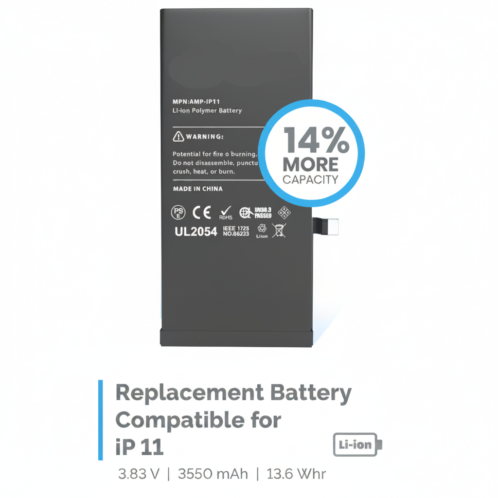 Upgrade Your Smartphone Experience with Our Premium iPhone 11 Battery Replacement
Revitalize your iPhone 11 with our Premium iPhone 11 Battery Replacement, specially designed to give you a long-lasting power source. With 14% more capacity than standard batteries, you'll enjoy extended usage without the constant worry of running low on battery. This means more time for what truly matters—capturing memories, staying connected, and enjoying your favorite apps!