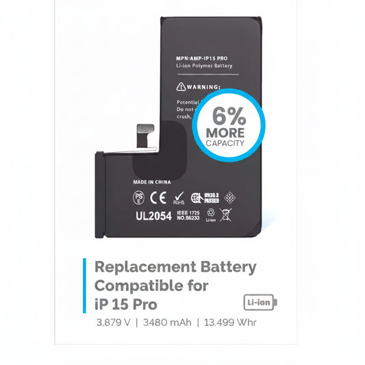 Elevate Your Device with Our iPhone 15 Pro Battery Replacement

Are you tired of your iPhone 15 Pro running out of battery at the most inconvenient times? With our iPhone 15 Pro battery replacement, you can enhance your device's performance and enjoy a remarkable 6% increase in battery capacity. Imagine having the power to extend your usage time, whether you’re streaming, gaming, or staying connected with loved ones.

This specially designed lithium-ion battery not only ensures compatibility with the iPhone