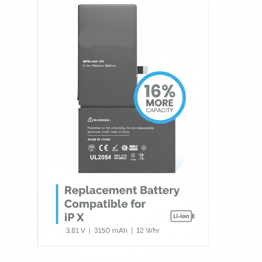 Revitalize Your iPhone X with Our Premium iPhone X Battery Replacement

Are you tired of your iPhone X dying on you when you need it most? Our iPhone X battery replacement is designed to enhance your device’s performance, providing you with a remarkable 16% more capacity than a standard battery. This means you can enjoy longer talk times, brighter screen use, and more time streaming your favorite content without constantly searching for a charging cable.

Crafted with high-quality materials and specifically