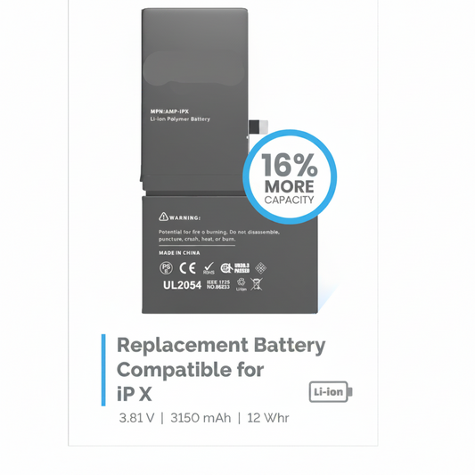 Revitalize Your iPhone X with Our Premium iPhone X Battery Replacement

Are you tired of your iPhone X dying on you when you need it most? Our iPhone X battery replacement is designed to enhance your device’s performance, providing you with a remarkable 16% more capacity than a standard battery. This means you can enjoy longer talk times, brighter screen use, and more time streaming your favorite content without constantly searching for a charging cable.

Crafted with high-quality materials and specifically