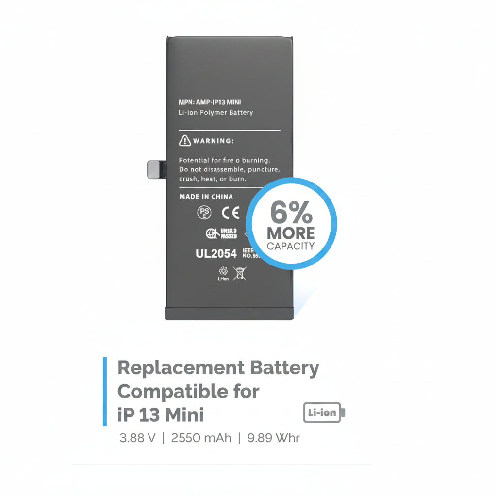 Discover the Ultimate iPhone 13 Mini Battery Replacement for Extended Use

Are you tired of your iPhone 13 Mini dying on you when you need it most? Our iPhone 13 Mini battery replacement is the solution you've been waiting for. With an impressive 6% more capacity than standard batteries, you can enjoy longer calls, more scrolling, and effortlessly stream your favorite shows without constantly worrying about recharging.