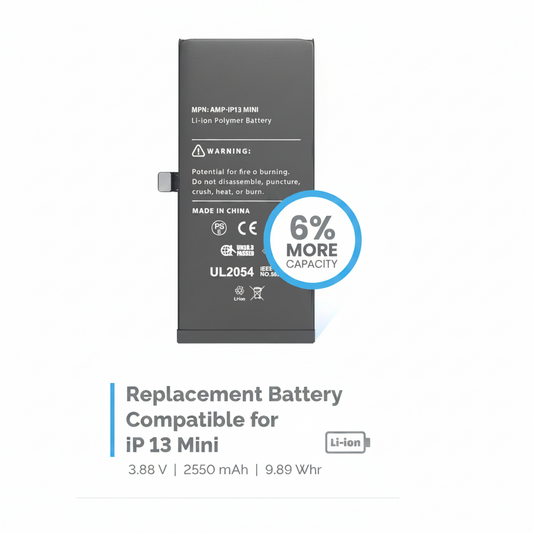 Discover the Ultimate iPhone 13 Mini Battery Replacement for Extended Use

Are you tired of your iPhone 13 Mini dying on you when you need it most? Our iPhone 13 Mini battery replacement is the solution you've been waiting for. With an impressive 6% more capacity than standard batteries, you can enjoy longer calls, more scrolling, and effortlessly stream your favorite shows without constantly worrying about recharging.