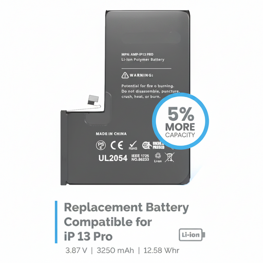 Revolutionize Your Phone’s Power with Our iPhone 13 Pro Battery Replacement

Say goodbye to battery anxiety with our premium iPhone 13 Pro battery replacement. This cutting-edge battery isn't just any ordinary replacement; it offers an impressive 5% more battery capacity than standard options, ensuring you stay connected longer without the stress of frequent charging.