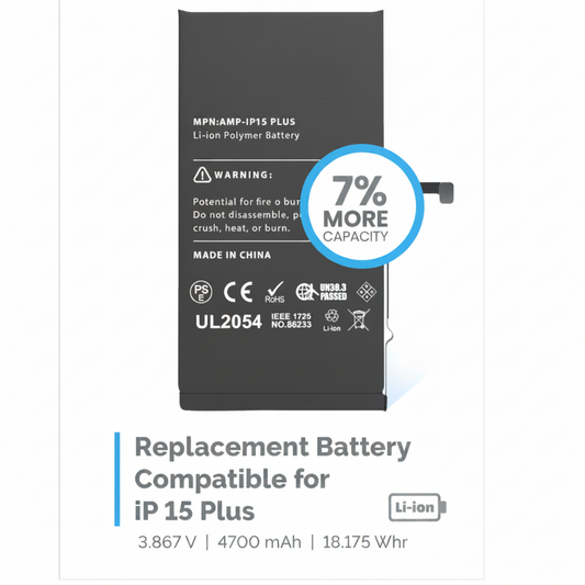 Upgrade Your Life with the iPhone 15 Plus Battery Replacement

Say goodbye to low battery anxiety with our iPhone 15 Plus battery replacement. Designed specifically for your device, this battery offers a remarkable 7% greater capacity than standard alternatives, ensuring that you stay powered up longer.

Imagine effortlessly browsing, streaming, and connecting without being tethered to a charging cable. This premium lithium-ion battery not only charges faster but also lasts significantly longer, enhancing y